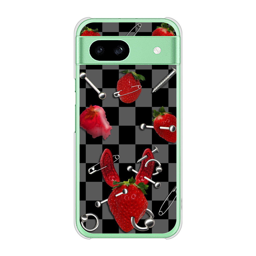 Google Pixel 8a 高画質仕上げ 背面印刷 ハードケースむかいあぐる 苺パンク