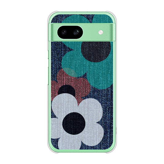 Google Pixel 8a 高画質仕上げ 背面印刷 ハードケース 【EK869 ルーズフラワーinデニム風】