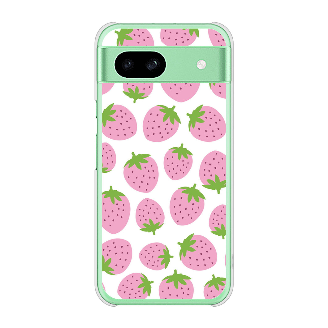 Google Pixel 8a 高画質仕上げ 背面印刷 ハードケース小さいイチゴ模様