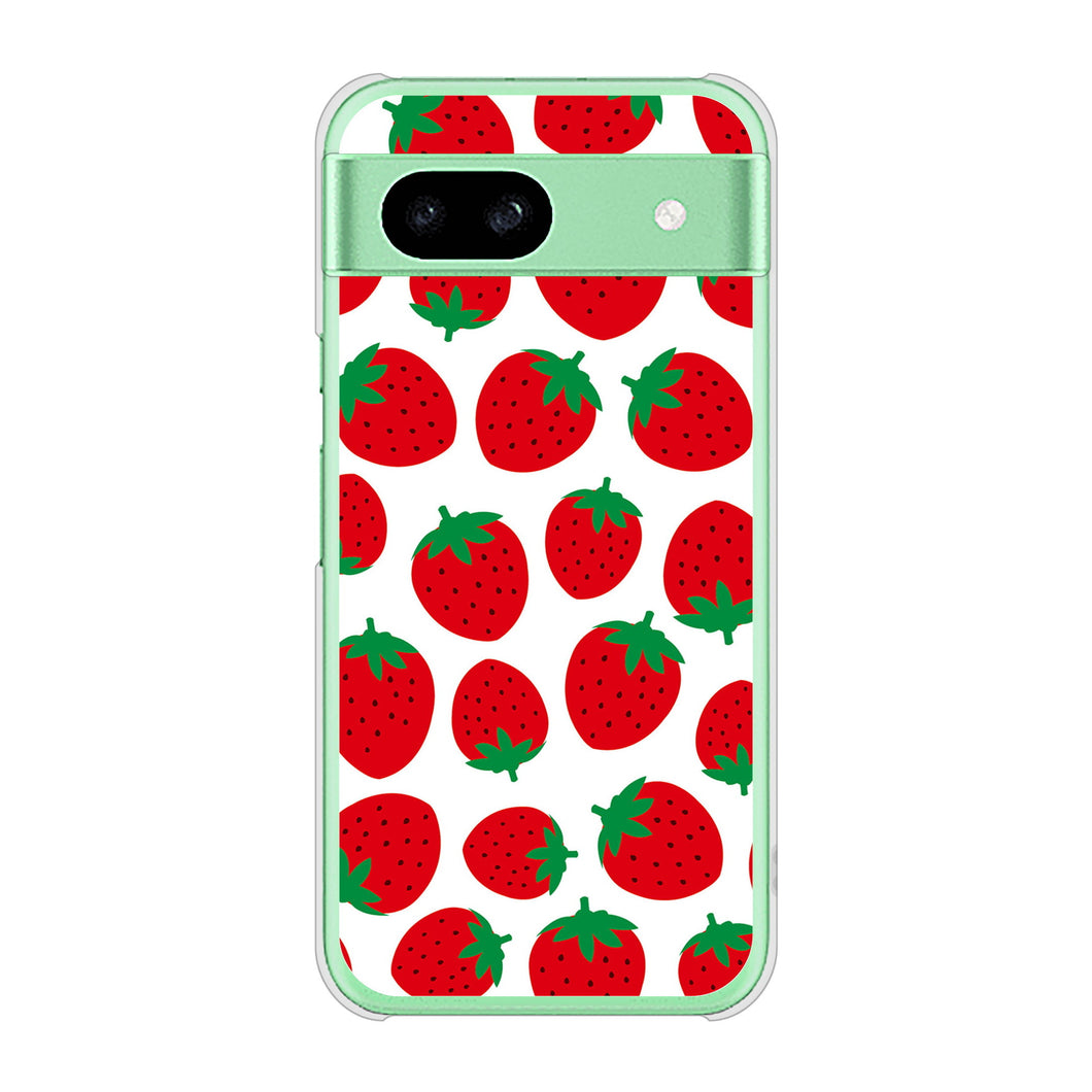 Google Pixel 8a 高画質仕上げ 背面印刷 ハードケース小さいイチゴ模様