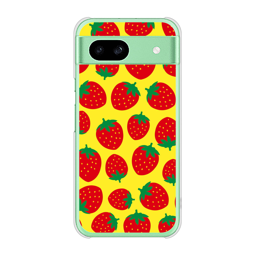 Google Pixel 8a 高画質仕上げ 背面印刷 ハードケース小さいイチゴ模様