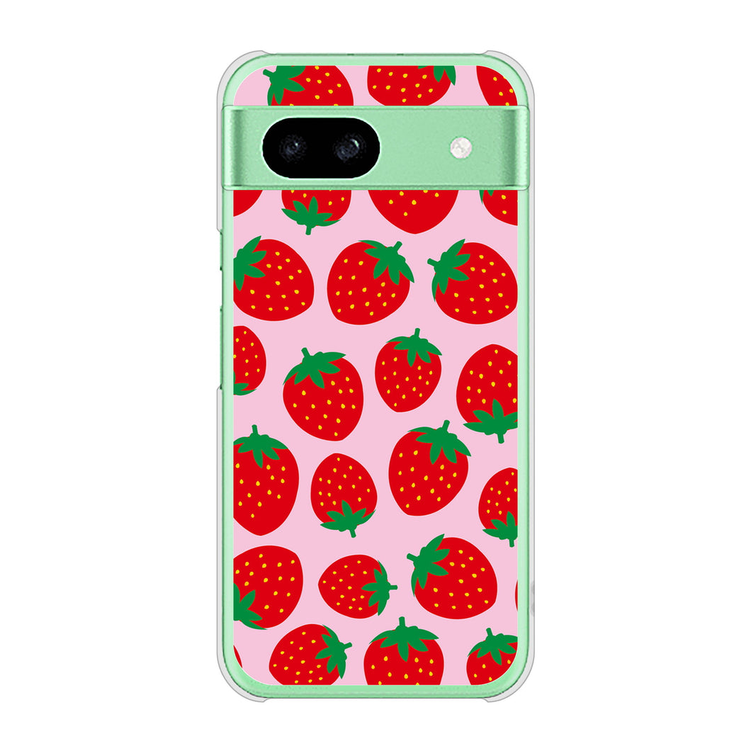 Google Pixel 8a 高画質仕上げ 背面印刷 ハードケース小さいイチゴ模様