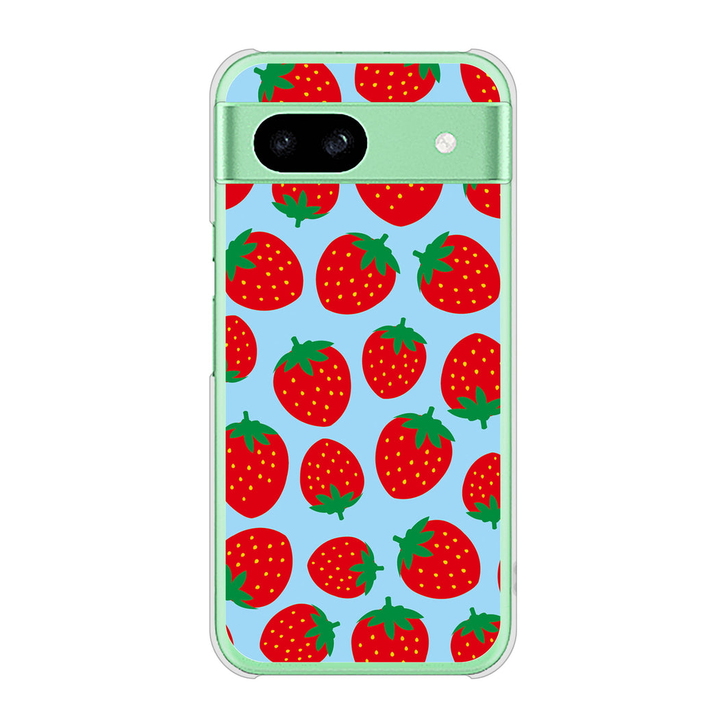 Google Pixel 8a 高画質仕上げ 背面印刷 ハードケース小さいイチゴ模様