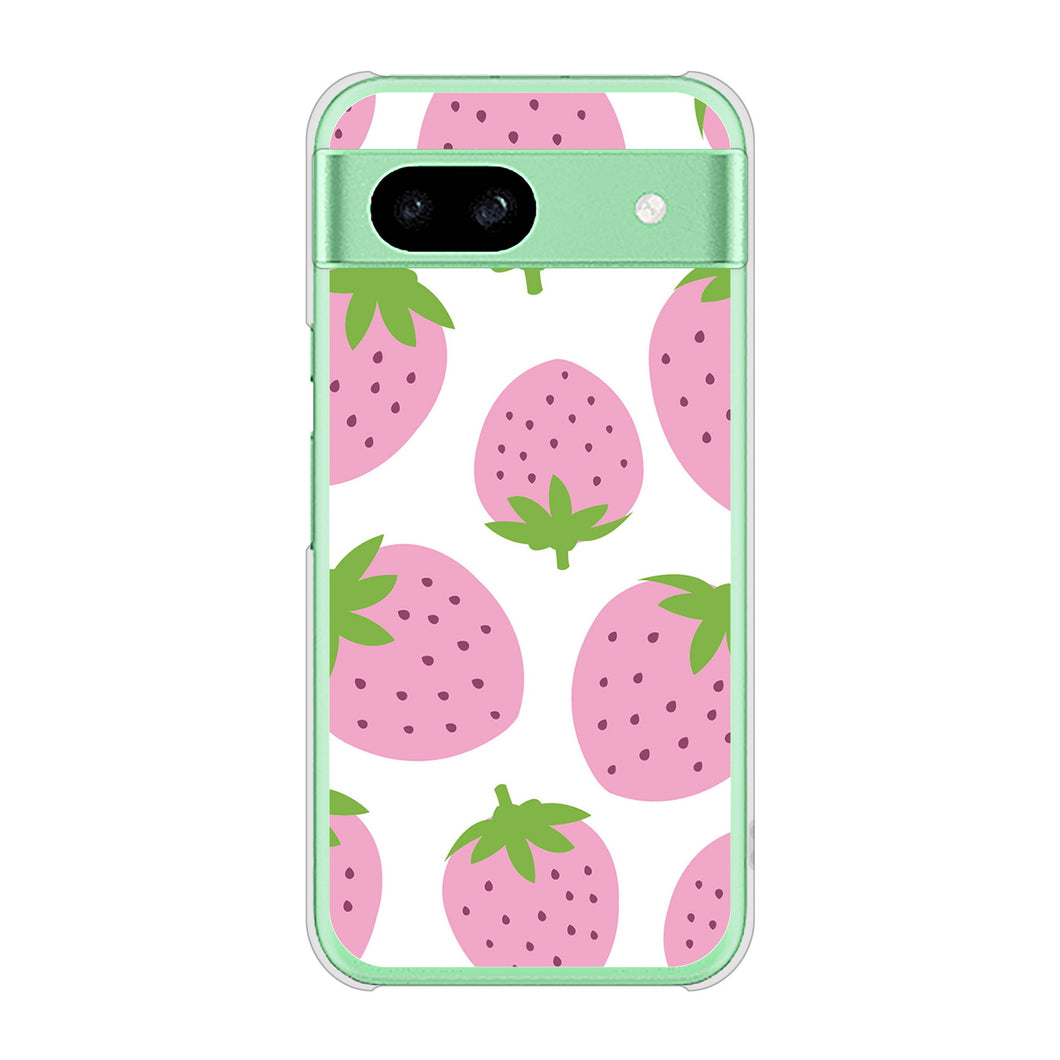 Google Pixel 8a 高画質仕上げ 背面印刷 ハードケース大きいイチゴ模様