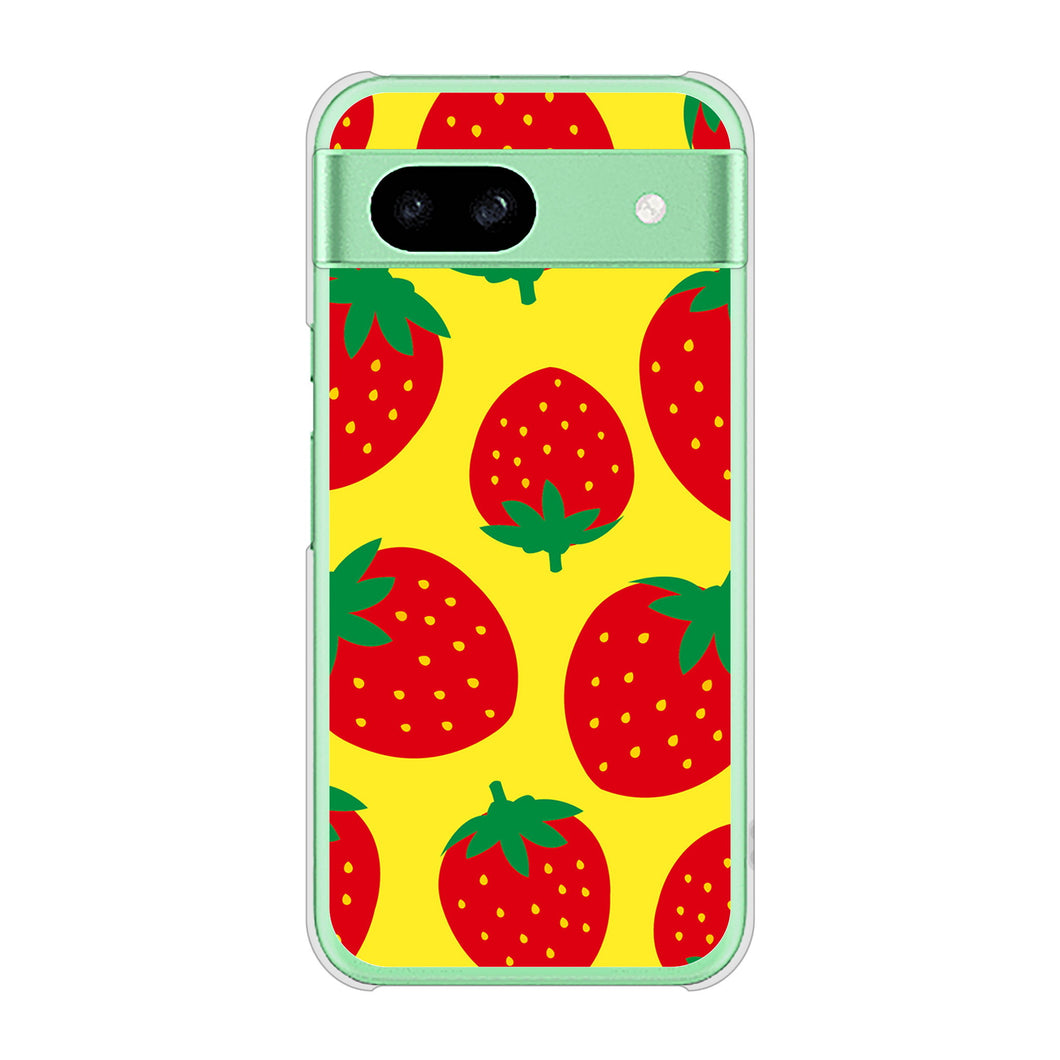 Google Pixel 8a 高画質仕上げ 背面印刷 ハードケース大きいイチゴ模様