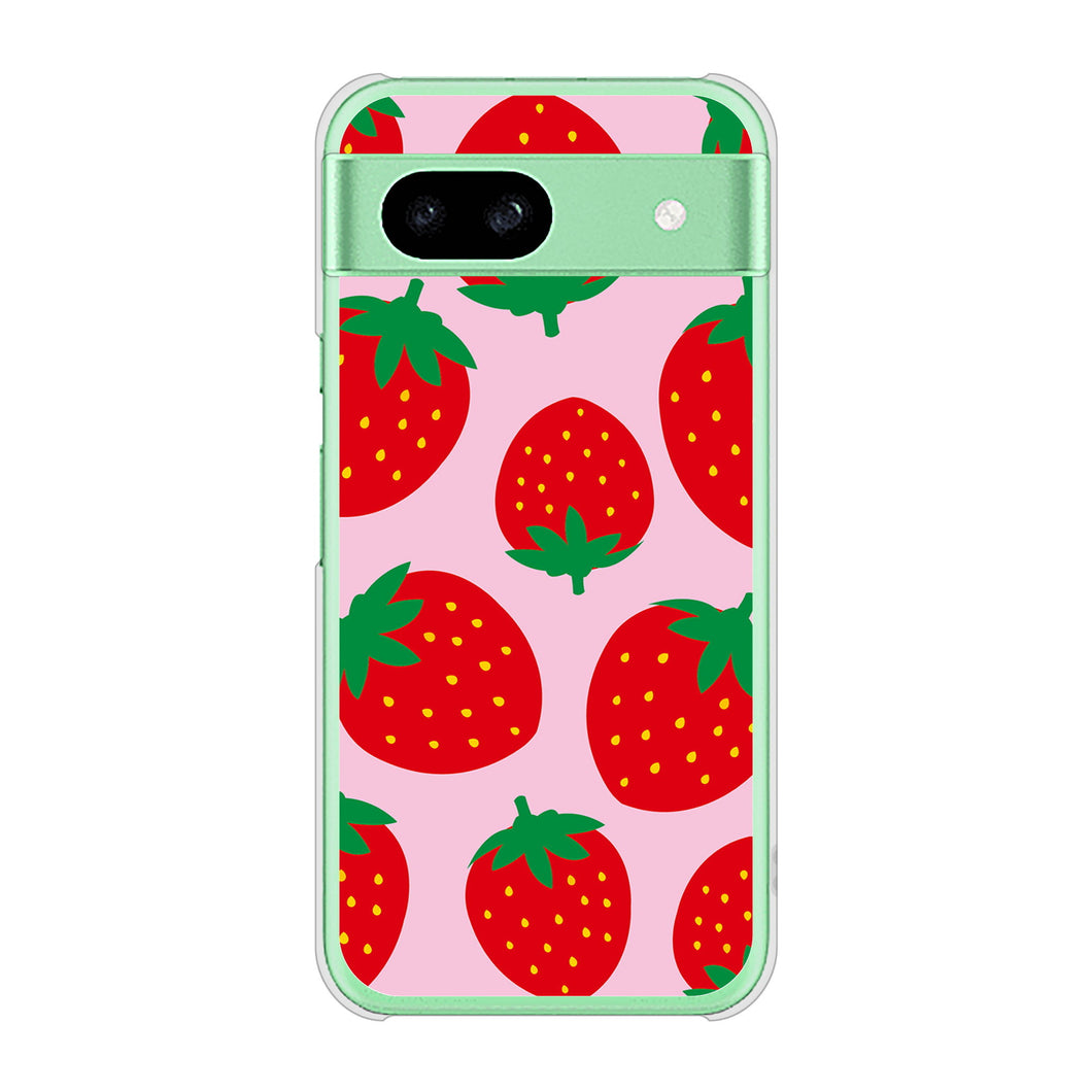 Google Pixel 8a 高画質仕上げ 背面印刷 ハードケース大きいイチゴ模様