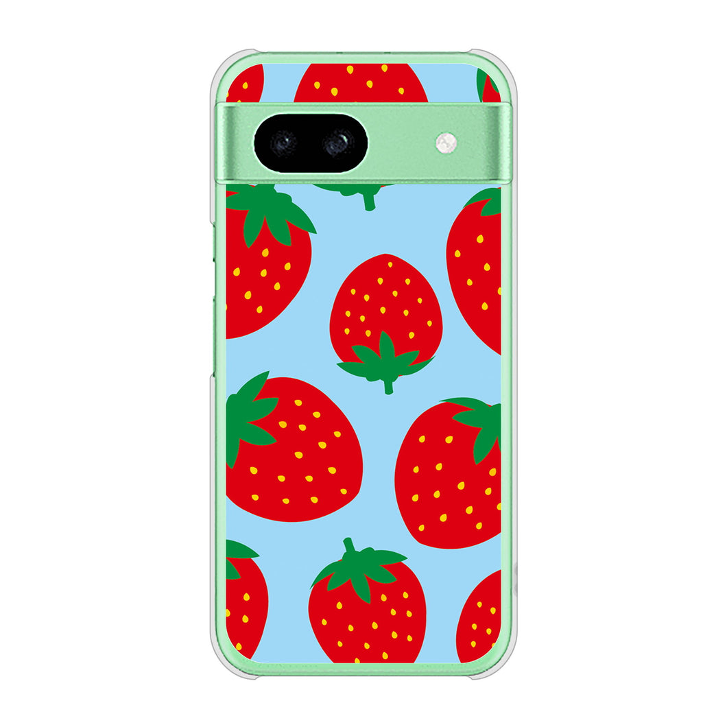 Google Pixel 8a 高画質仕上げ 背面印刷 ハードケース大きいイチゴ模様