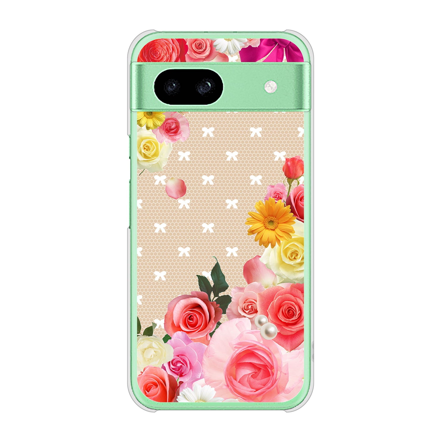 Google Pixel 8a 高画質仕上げ 背面印刷 ハードケースロマンチックなバラ