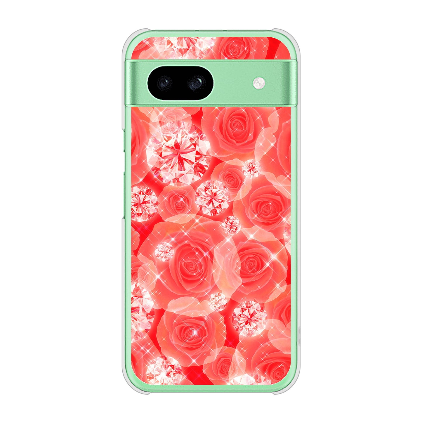 Google Pixel 8a 高画質仕上げ 背面印刷 ハードケース 【VA816 ダイヤモンドとバラ】