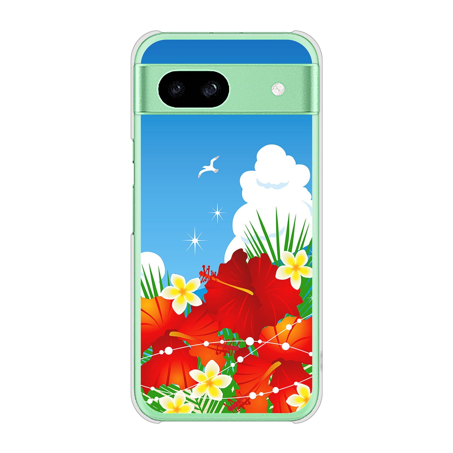 Google Pixel 8a 高画質仕上げ 背面印刷 ハードケース 【VA821 ハイビスカスと青空】