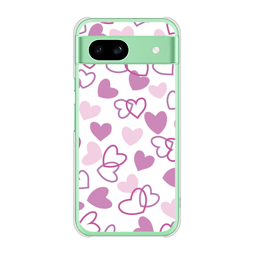 Google Pixel 8a 高画質仕上げ 背面印刷 ハードケースハートがいっぱい