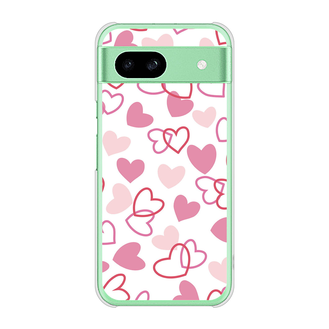 Google Pixel 8a 高画質仕上げ 背面印刷 ハードケースハートがいっぱい