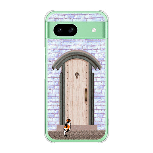 Google Pixel 8a 高画質仕上げ 背面印刷 ハードケース猫とドア