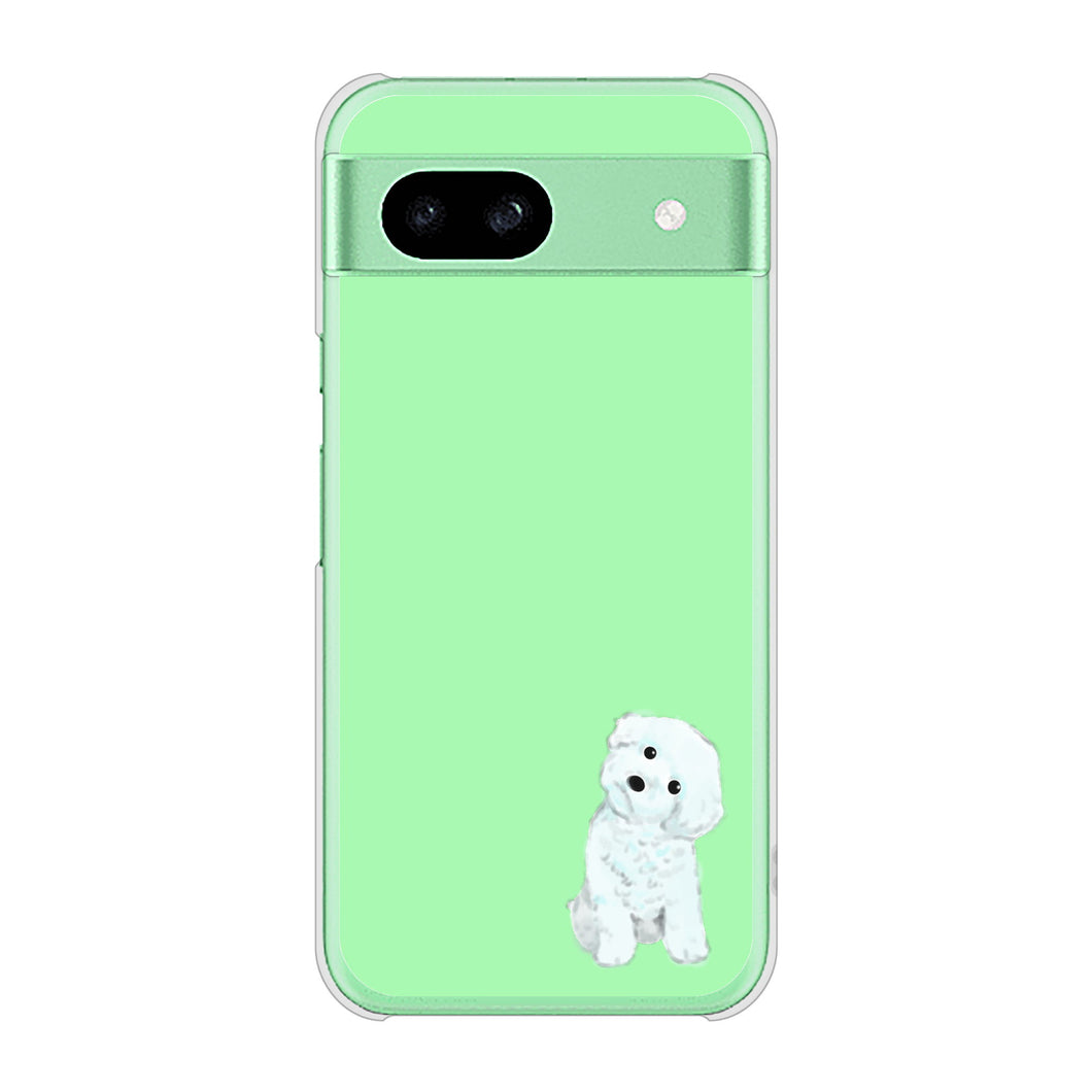 Google Pixel 8a 高画質仕上げ 背面印刷 ハードケーストイプードルホワイト