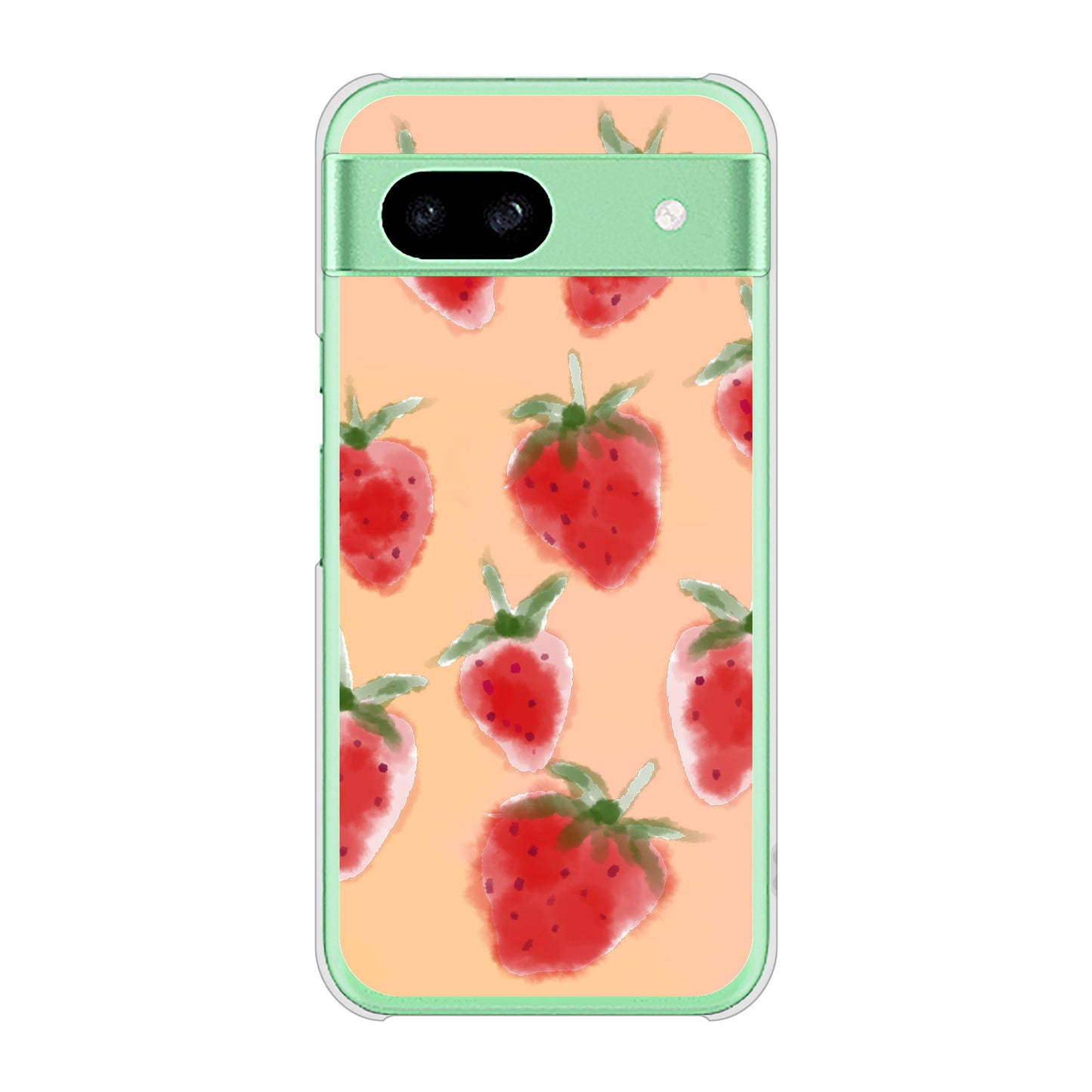 Google Pixel 8a 高画質仕上げ 背面印刷 ハードケースイチゴ 水彩