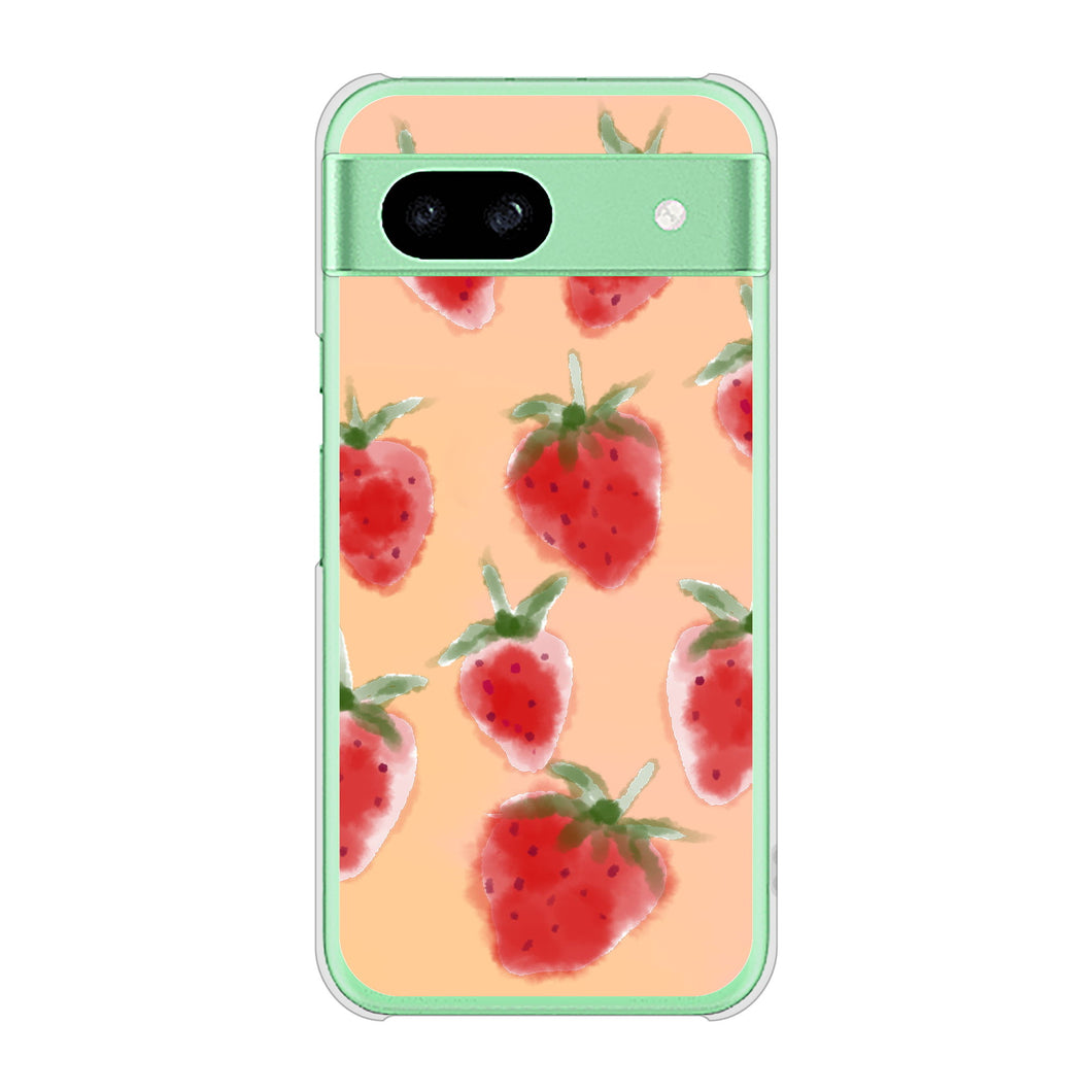 Google Pixel 8a 高画質仕上げ 背面印刷 ハードケースイチゴ 水彩