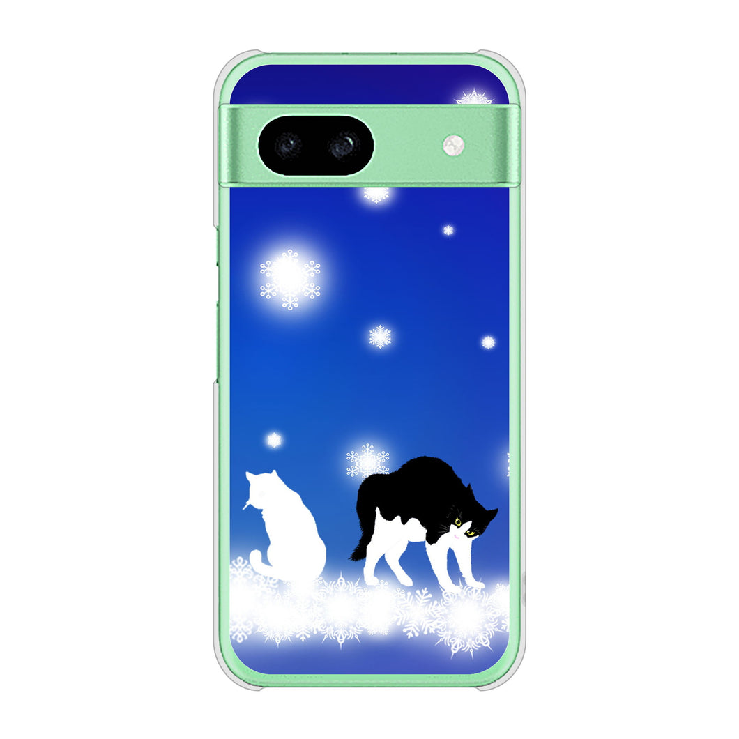 Google Pixel 8a 高画質仕上げ 背面印刷 ハードケース 【YJ335 雪の結晶 はちわれ】