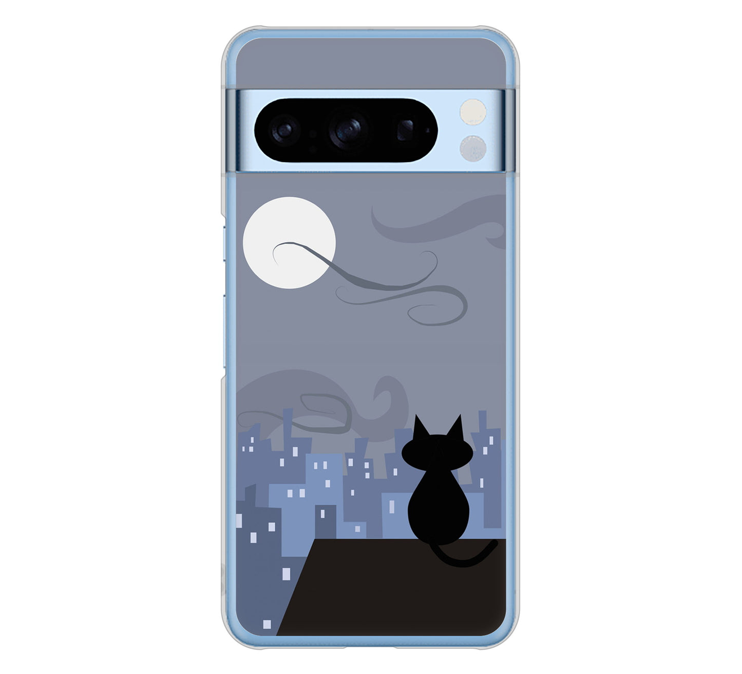 Google Pixel 8 Pro 高画質仕上げ 背面印刷 ハードケース夜とネコ