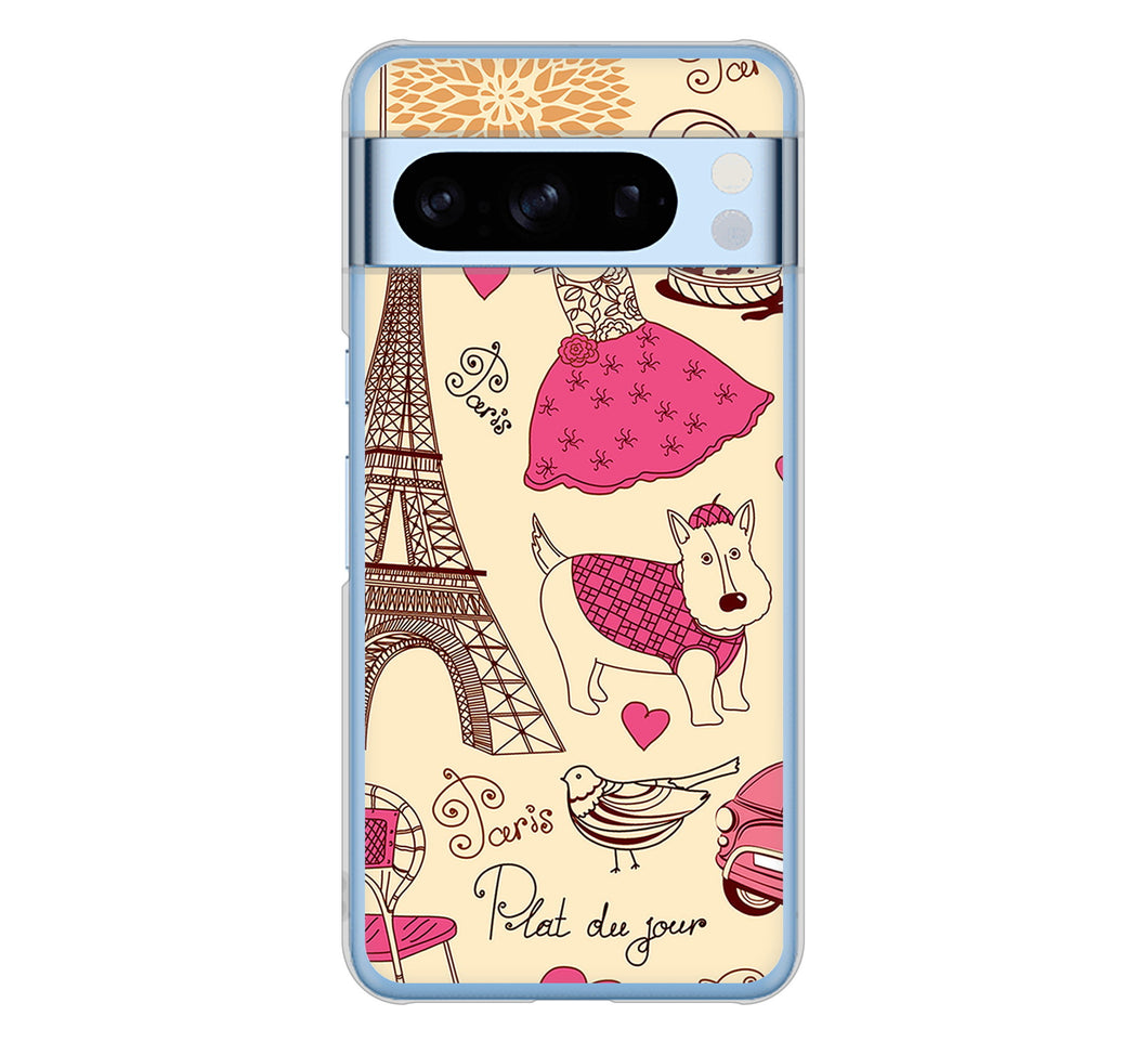 Google Pixel 8 Pro 高画質仕上げ 背面印刷 ハードケースLOVE フランス