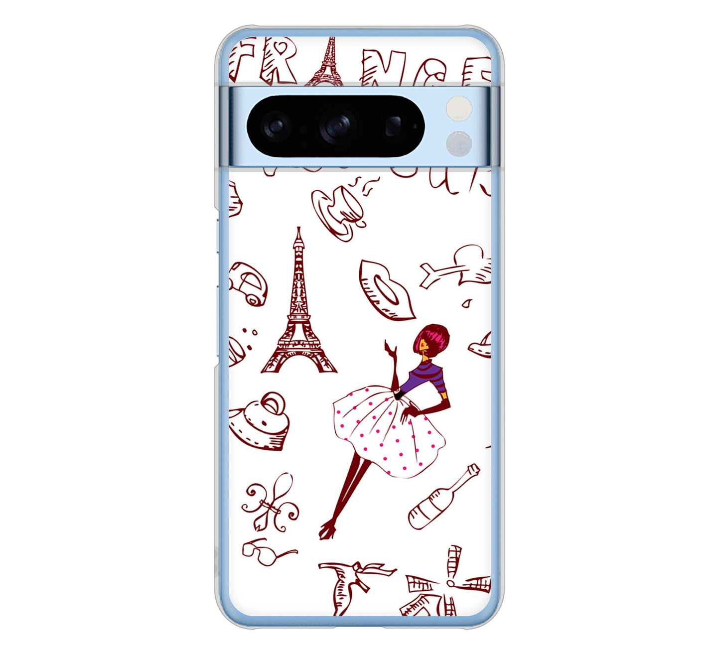 Google Pixel 8 Pro 高画質仕上げ 背面印刷 ハードケースLOVE フランス