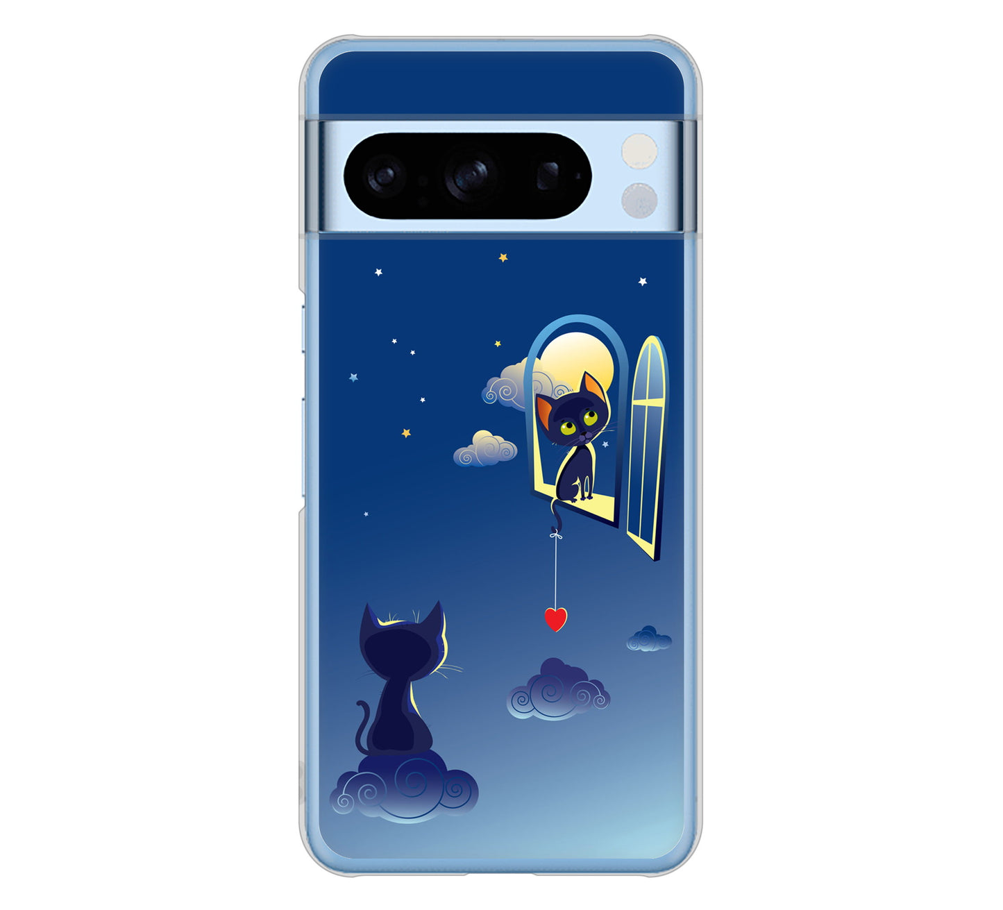 Google Pixel 8 Pro 高画質仕上げ 背面印刷 ハードケース夜とネコ