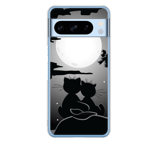 Google Pixel 8 Pro 高画質仕上げ 背面印刷 ハードケース夜とネコ