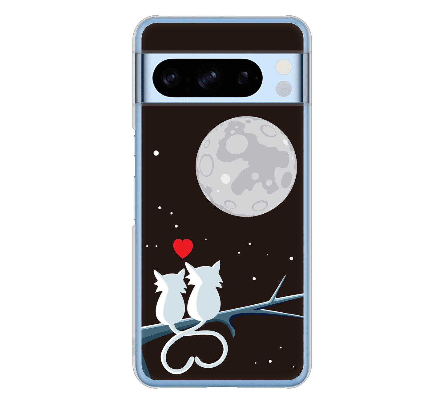 Google Pixel 8 Pro 高画質仕上げ 背面印刷 ハードケース夜とネコ