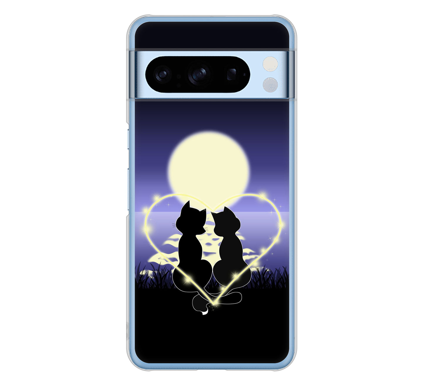 Google Pixel 8 Pro 高画質仕上げ 背面印刷 ハードケース夜とネコ