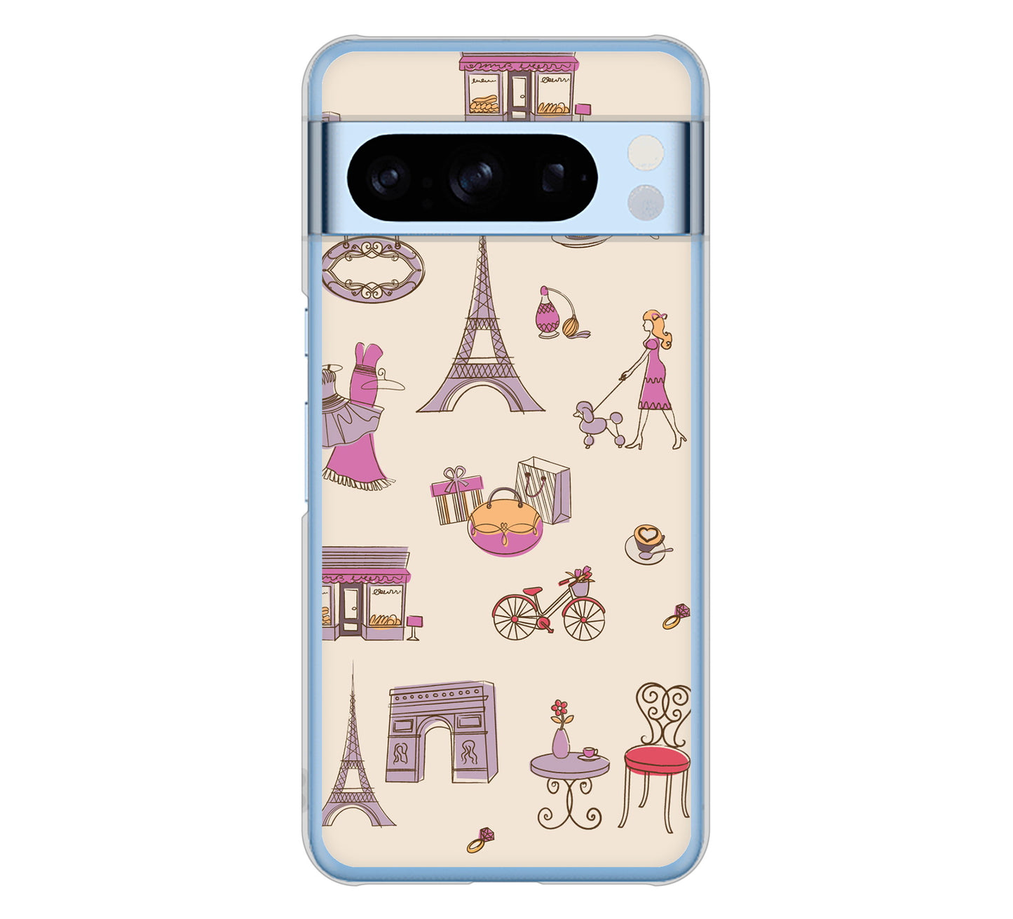 Google Pixel 8 Pro 高画質仕上げ 背面印刷 ハードケースLOVE フランス
