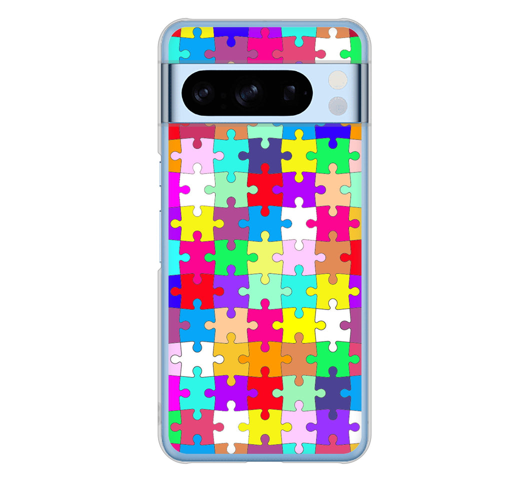 Google Pixel 8 Pro 高画質仕上げ 背面印刷 ハードケース 【727 カラフルパズル】