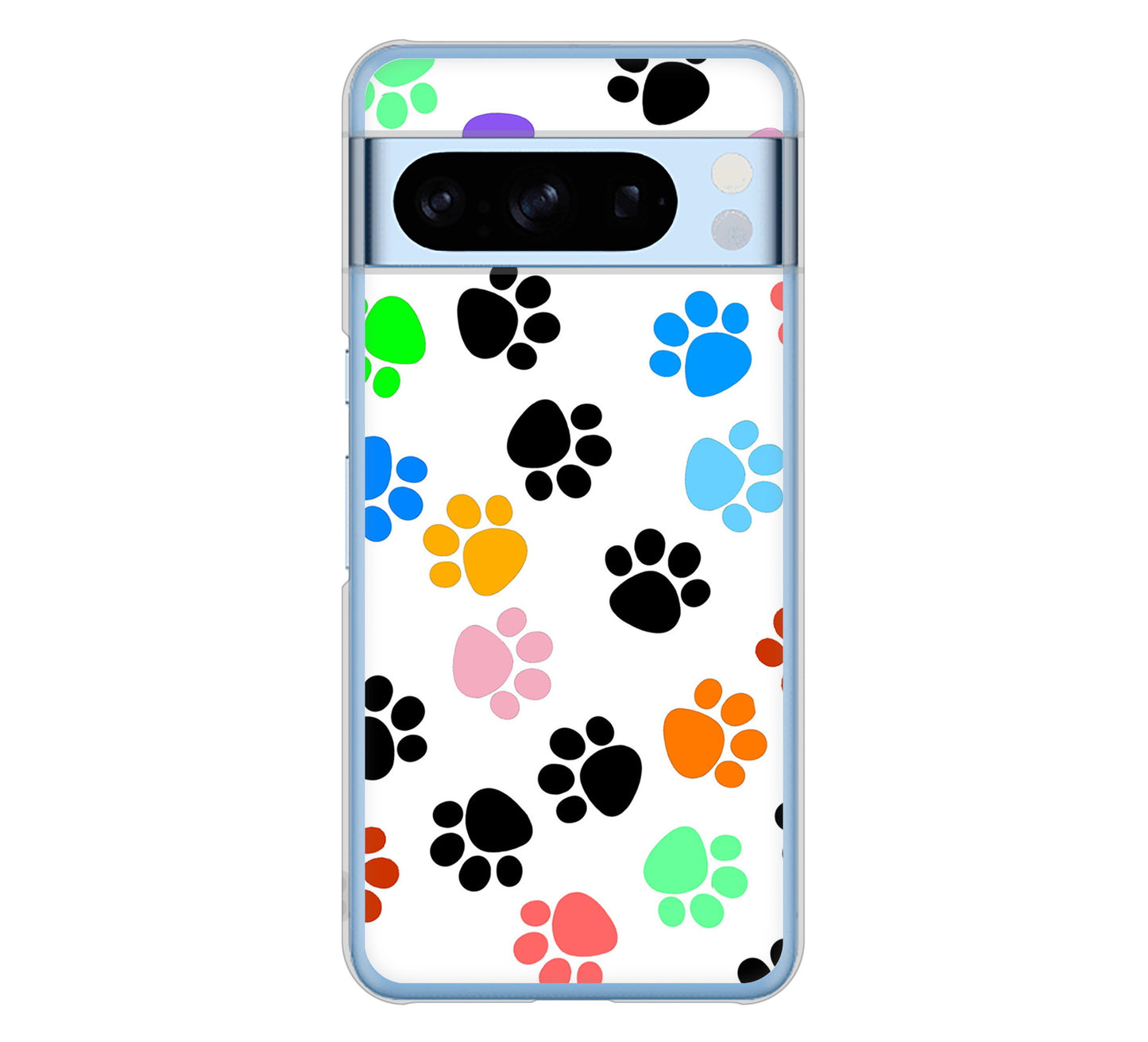 Google Pixel 8 Pro 高画質仕上げ 背面印刷 ハードケース 【1108 あしあとカラフル】