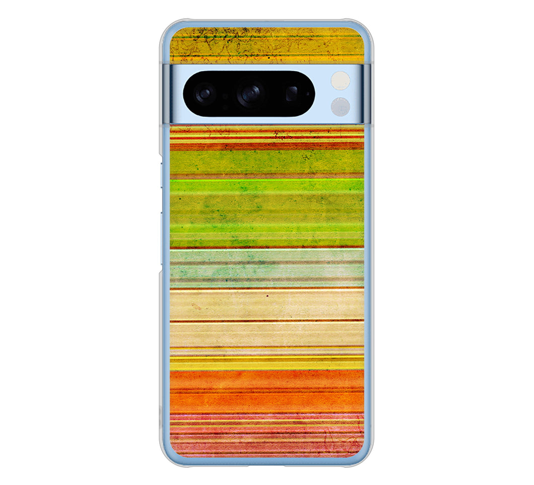 Google Pixel 8 Pro 高画質仕上げ 背面印刷 ハードケース 【1324 ビンテージボーダー（色彩）】