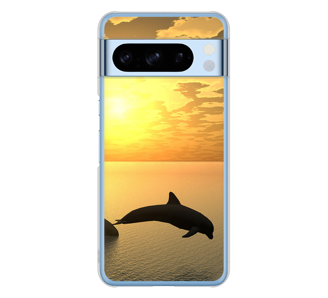 Google Pixel 8 Pro 高画質仕上げ 背面印刷 ハードケース 【VA845 夕暮れのドルフィン】