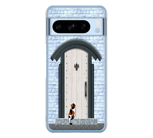 Google Pixel 8 Pro 高画質仕上げ 背面印刷 ハードケース猫とドア