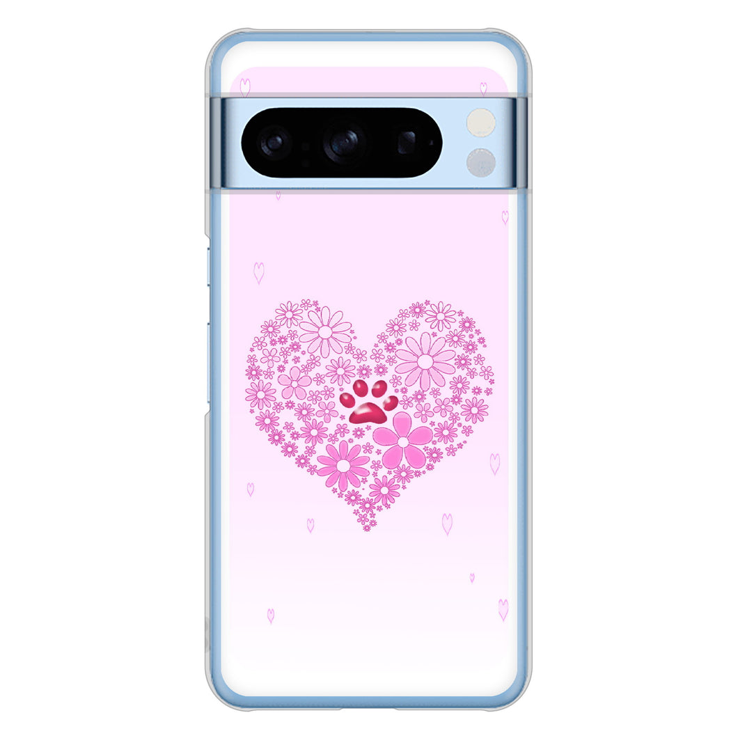 Google Pixel 8 Pro 高画質仕上げ 背面印刷 ハードケースハートと肉球