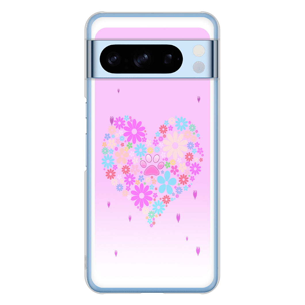 Google Pixel 8 Pro 高画質仕上げ 背面印刷 ハードケースハートと肉球