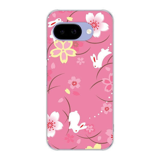 Google Pixel 9a 高画質仕上げ 背面印刷 ハードケース 【149 桜と白うさぎ】