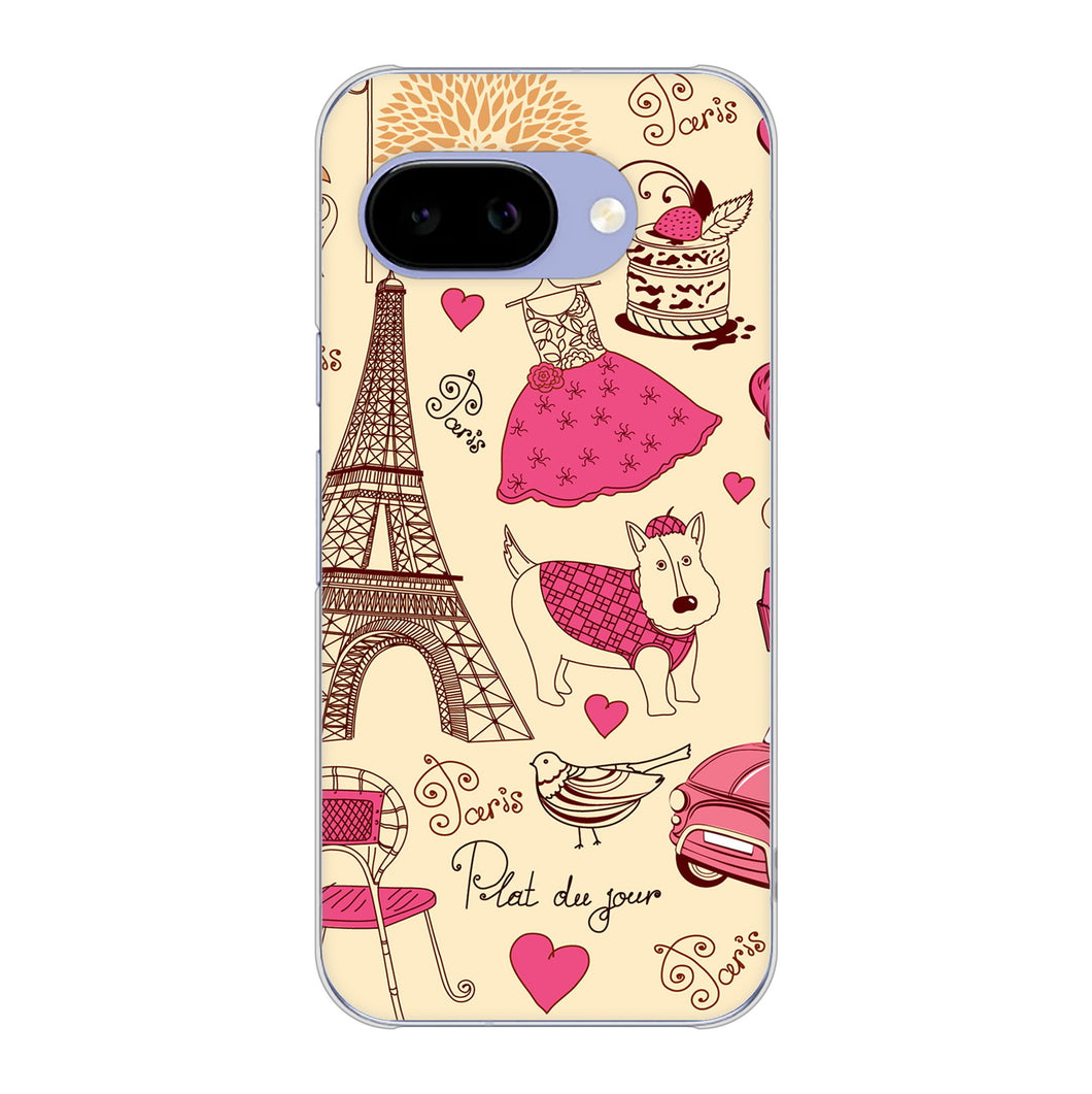 Google Pixel 9a 高画質仕上げ 背面印刷 ハードケースLOVE フランス