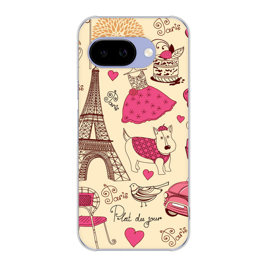 Google Pixel 9a 高画質仕上げ 背面印刷 ハードケースLOVE フランス