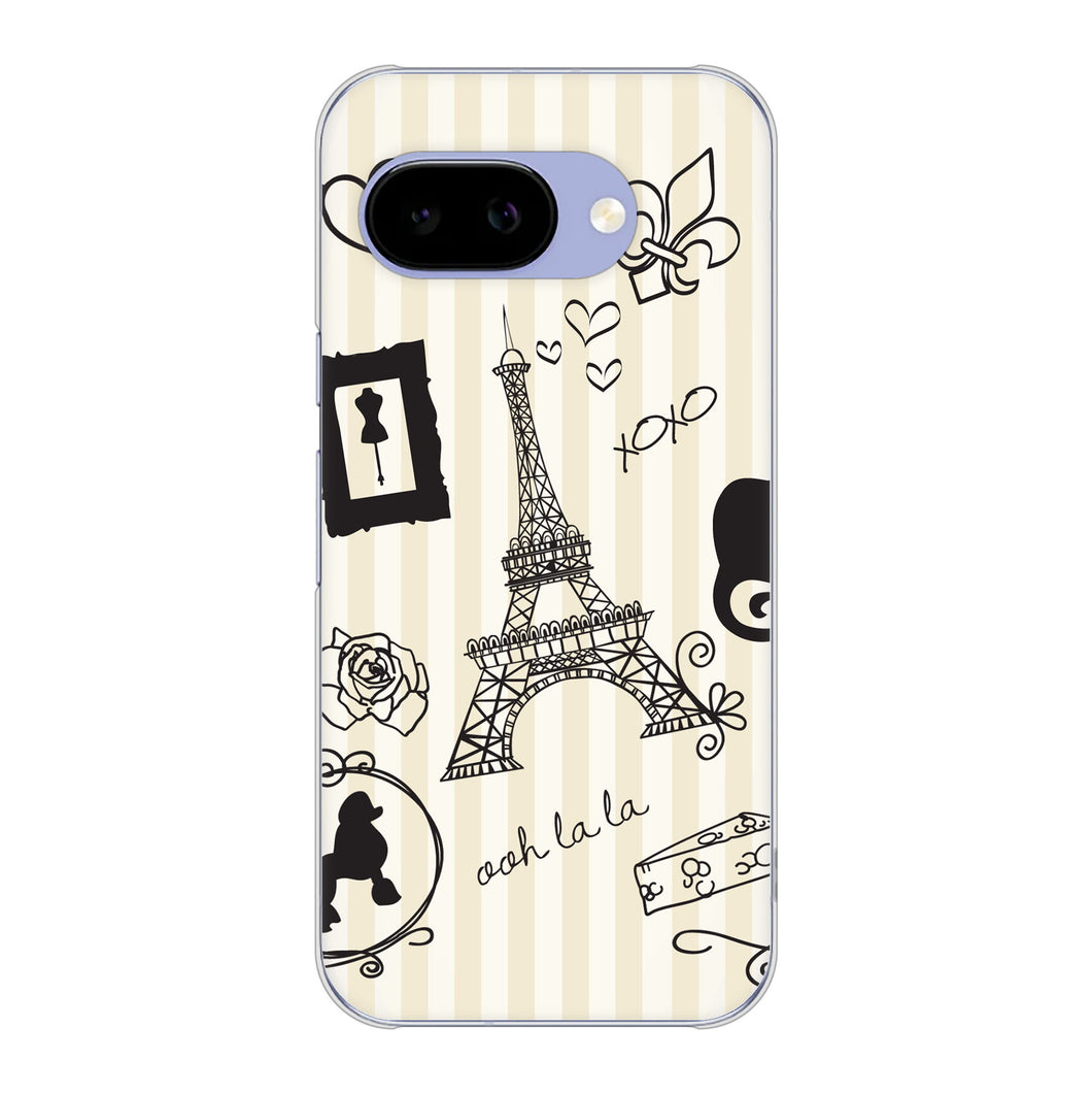 Google Pixel 9a 高画質仕上げ 背面印刷 ハードケースLOVE フランス