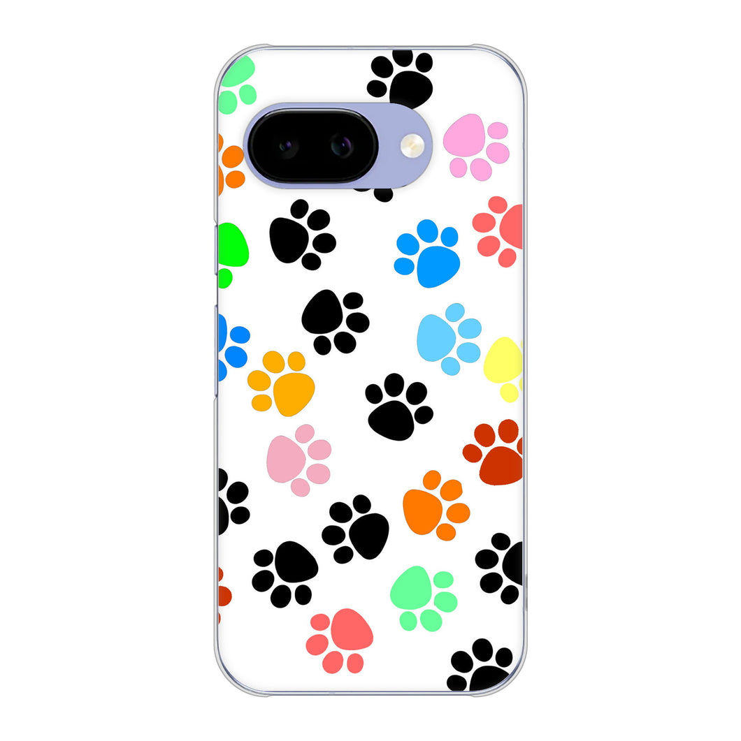Google Pixel 9a 高画質仕上げ 背面印刷 ハードケース 【1108 あしあとカラフル】