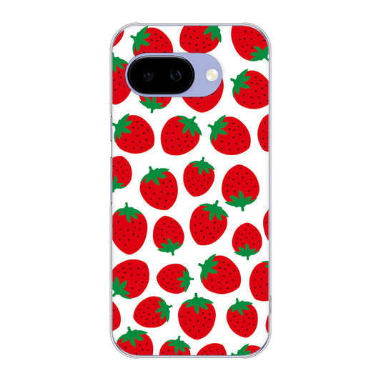 Google Pixel 9a 高画質仕上げ 背面印刷 ハードケース小さいイチゴ模様