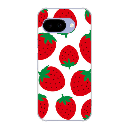 Google Pixel 9a 高画質仕上げ 背面印刷 ハードケース大きいイチゴ模様