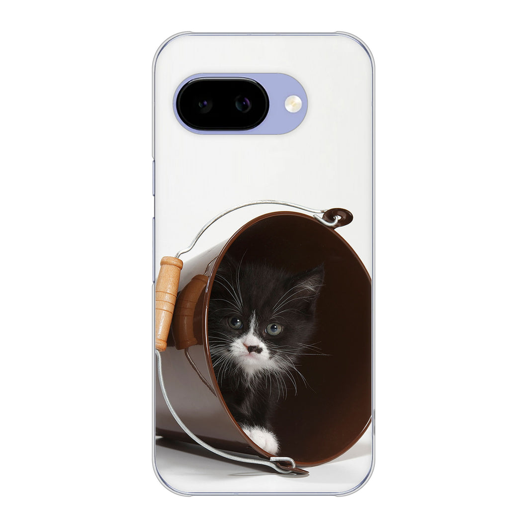 Google Pixel 9a 高画質仕上げ 背面印刷 ハードケース 【VA800 ネコとバケツ】