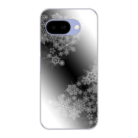 Google Pixel 9a 高画質仕上げ 背面印刷 ハードケース 【YJ340 モノトーン 雪の結晶 】