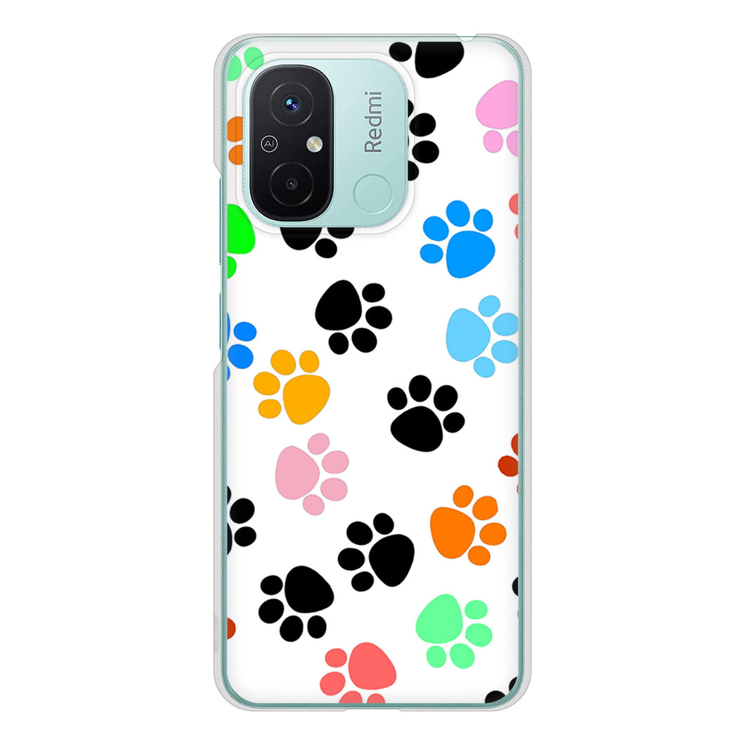 Xiaomi Redmi 12C 高画質仕上げ 背面印刷 ハードケース 【1108 あしあとカラフル】
