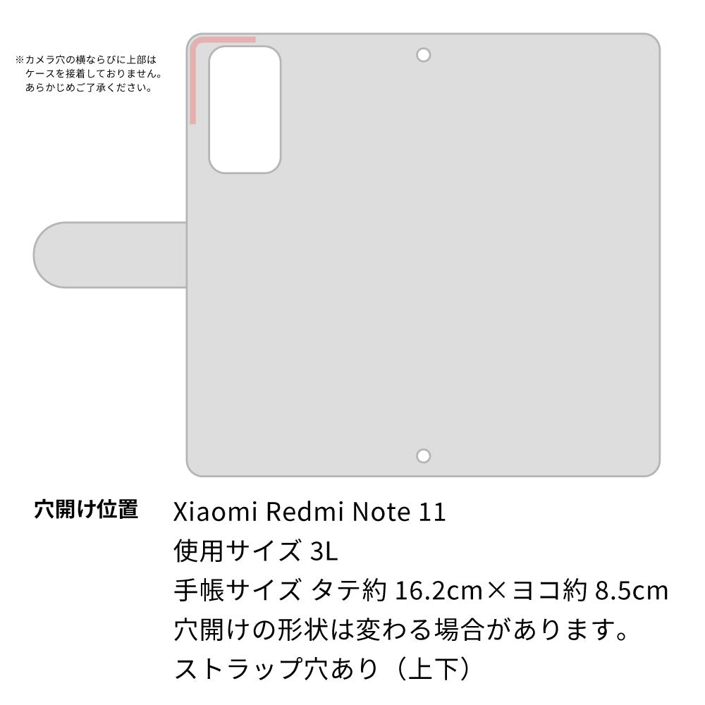 Redmi Note 11 クリアプリントブラックタイプ 手帳型ケース 耐衝撃
