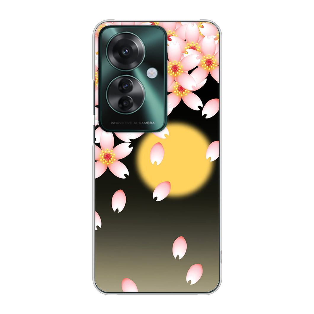 OPPO Reno11 A 高画質仕上げ 背面印刷 ハードケース 【136 満月と夜桜】