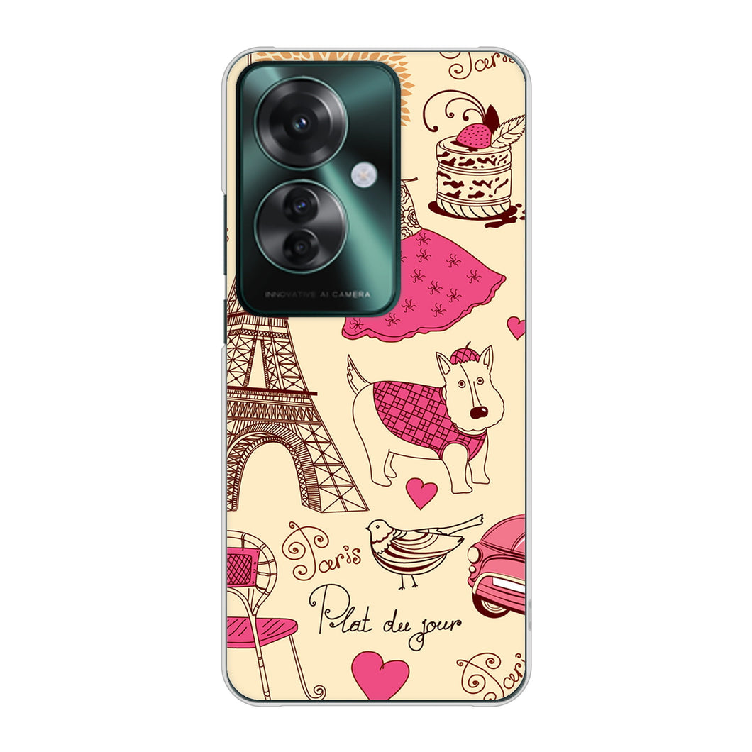 OPPO Reno11 A 高画質仕上げ 背面印刷 ハードケースLOVE フランス