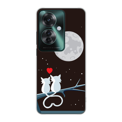 OPPO Reno11 A 高画質仕上げ 背面印刷 ハードケース夜とネコ